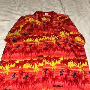 Caribbean Men's Vibrant Red Palm Shirt
